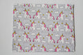 Regular Cotton Fabric - White Unicorns On Light Gray