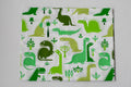 Regular Cotton Fabric - Green Dinosaurs On White