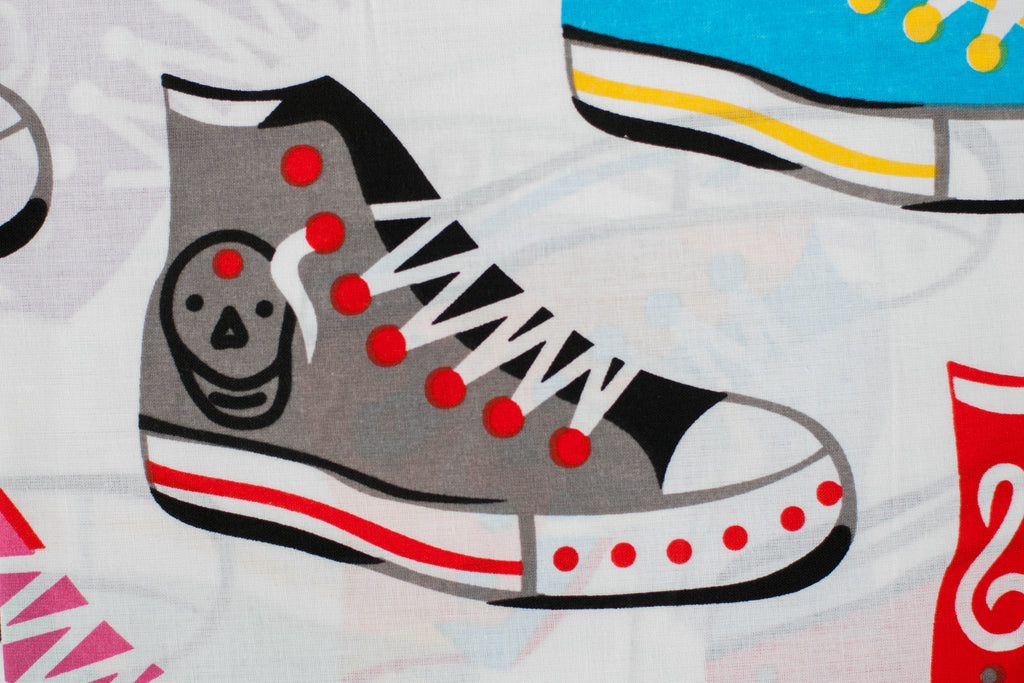 Regular Cotton Fabric - Multicolor Sneakers On White