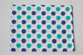 Regular Cotton Fabric - Blue And Turquoise Polka Dots On White