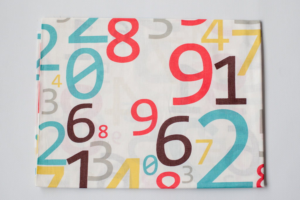 Regular Cotton Fabric - Multicolor Numbers On White