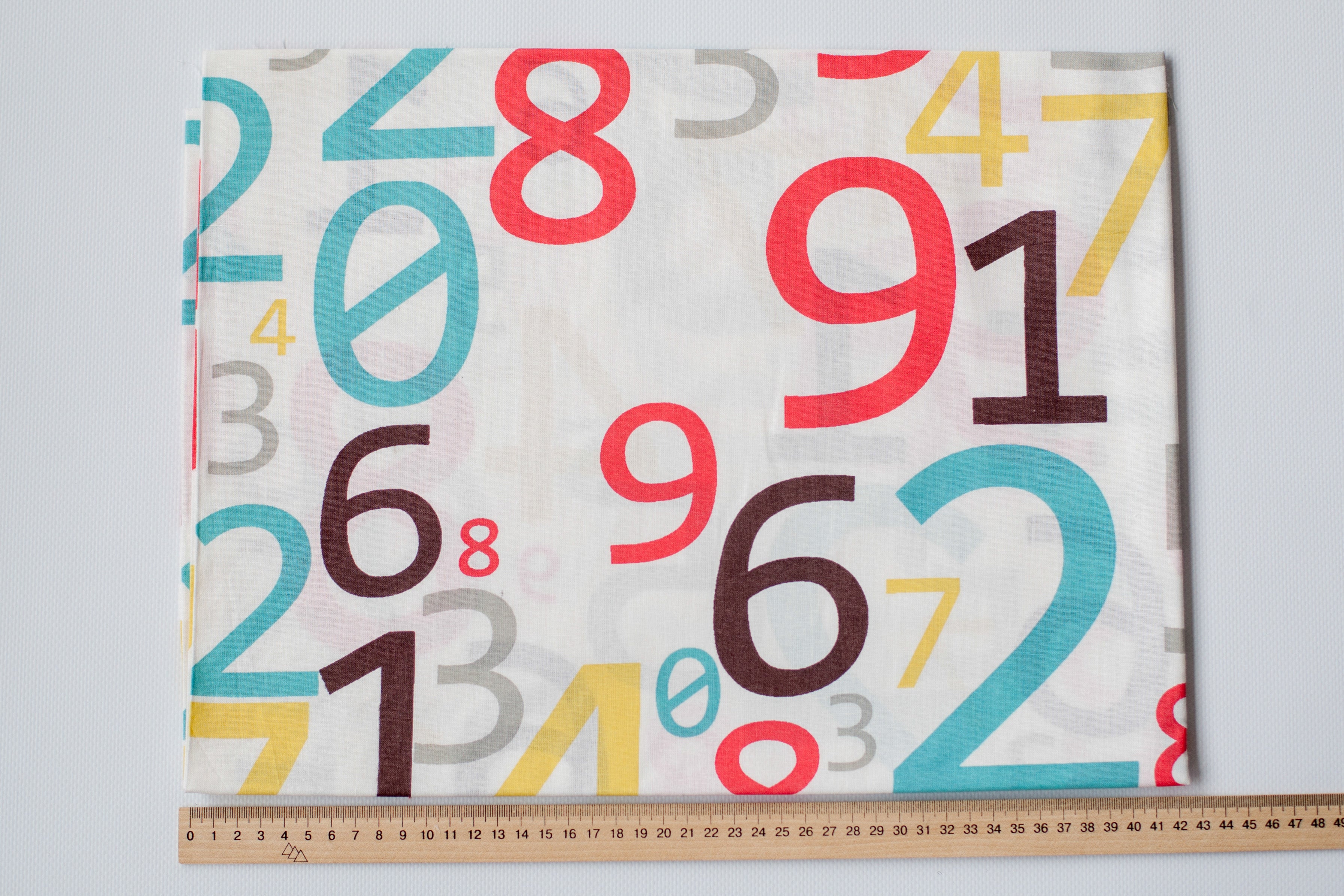 Regular Cotton Fabric - Multicolor Numbers On White