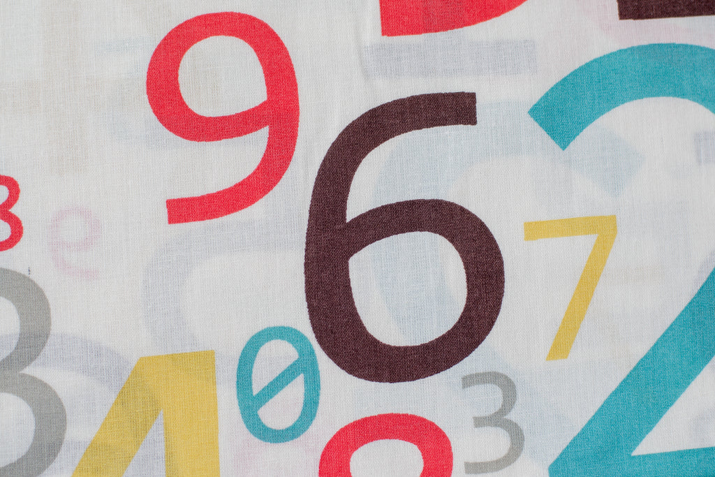 Regular Cotton Fabric - Multicolor Numbers On White