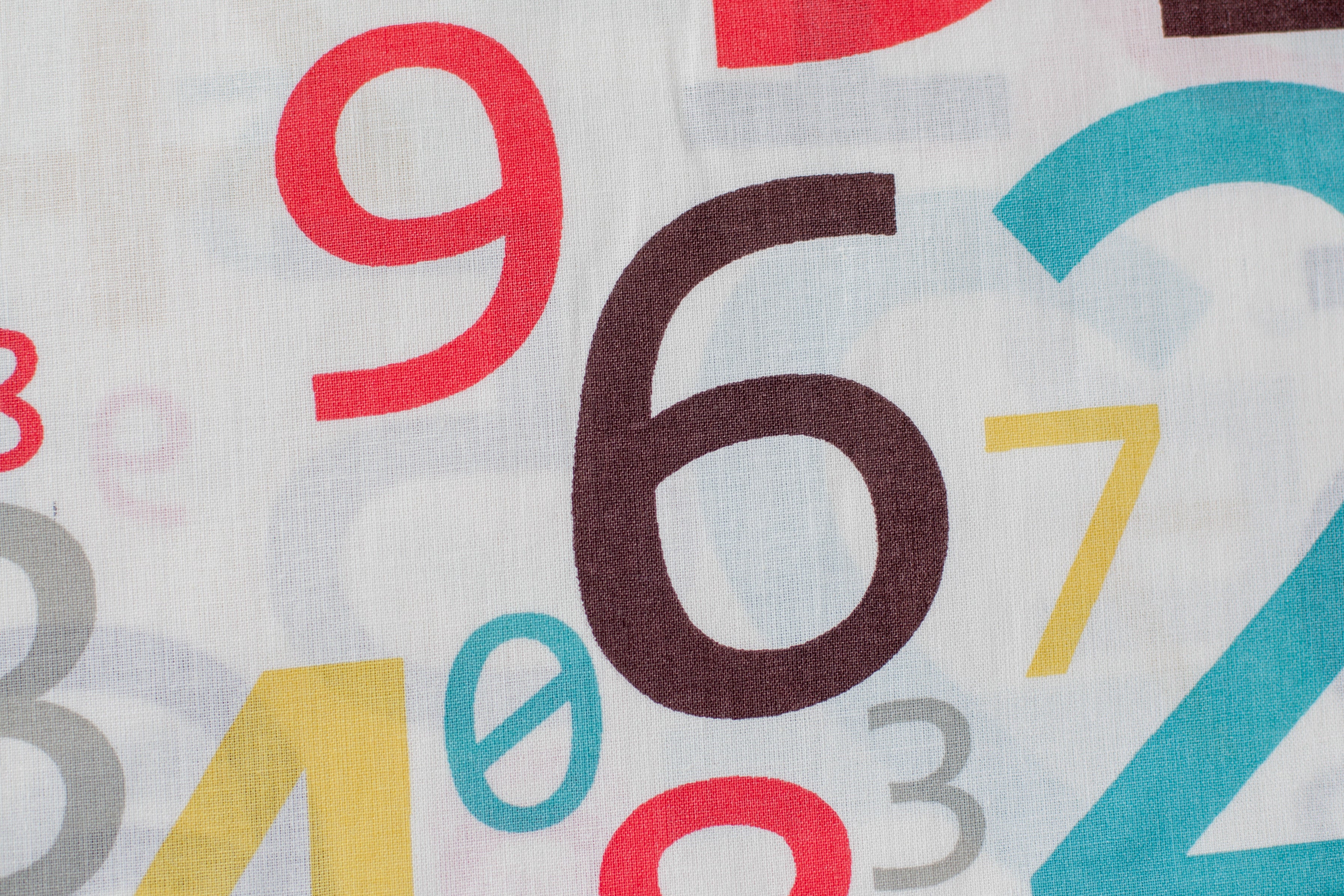 Regular Cotton Fabric - Multicolor Numbers On White