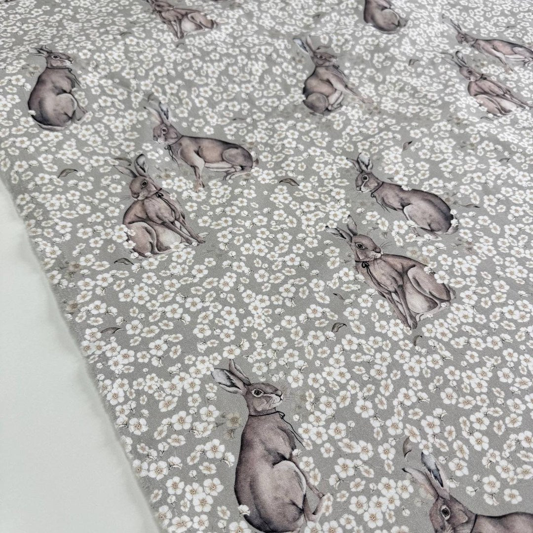Premium Cotton Fabric - Bunnies in Daisies