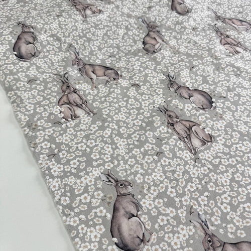 Premium Cotton Fabric - Bunnies in Daisies