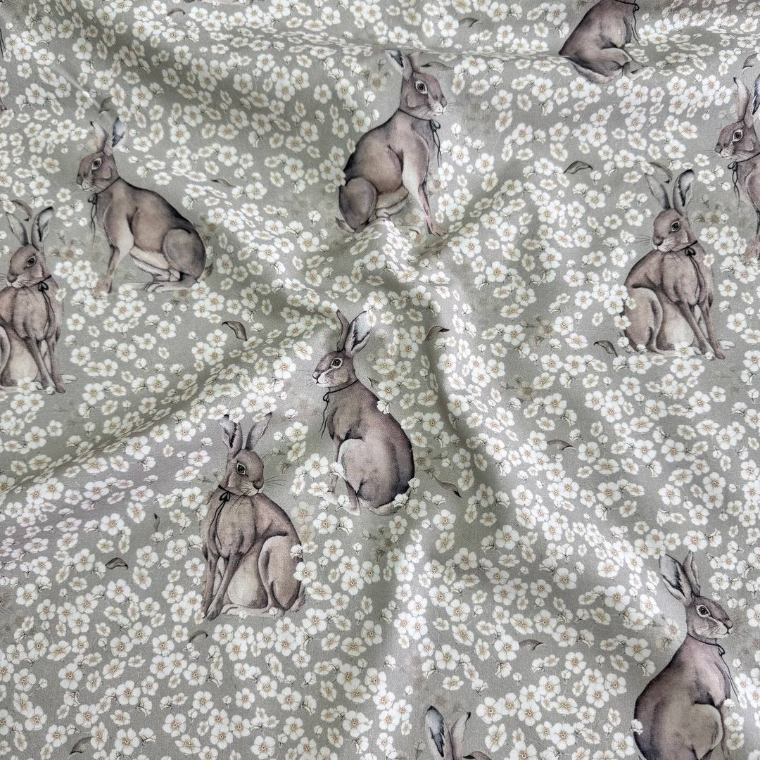 Premium Cotton Fabric - Bunnies in Daisies
