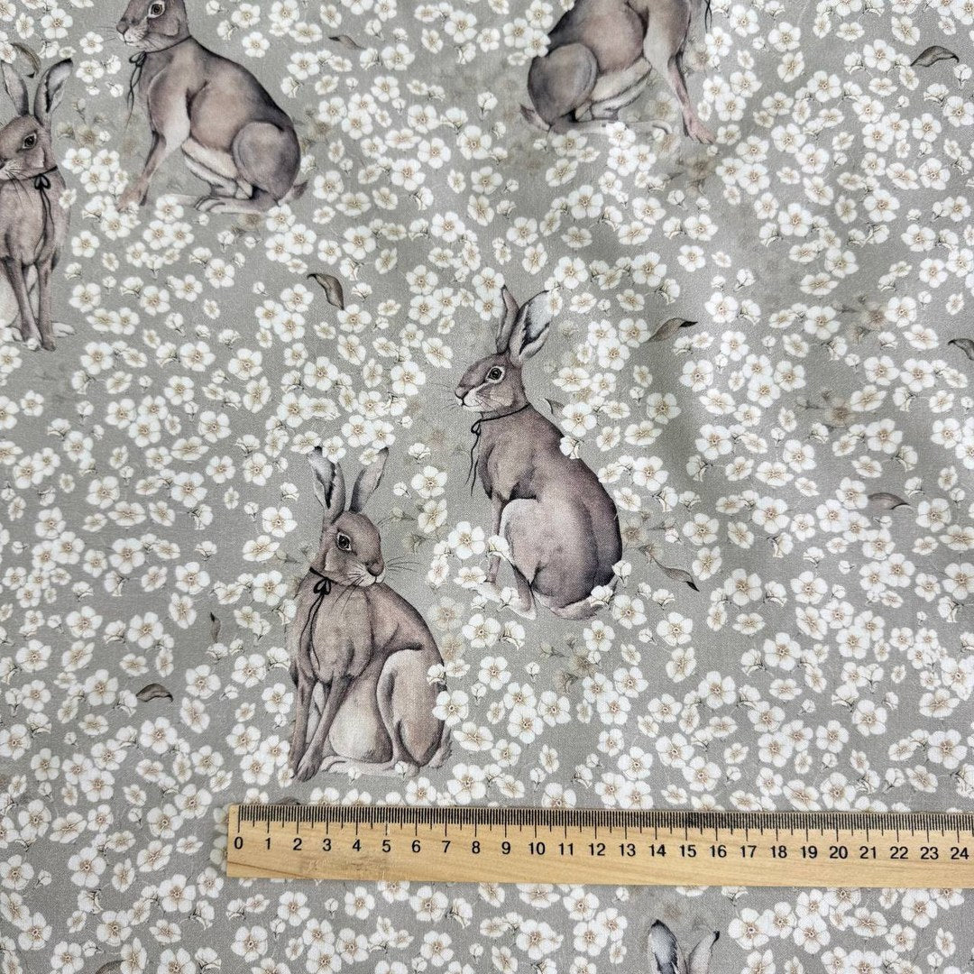 Premium Cotton Fabric - Bunnies in Daisies