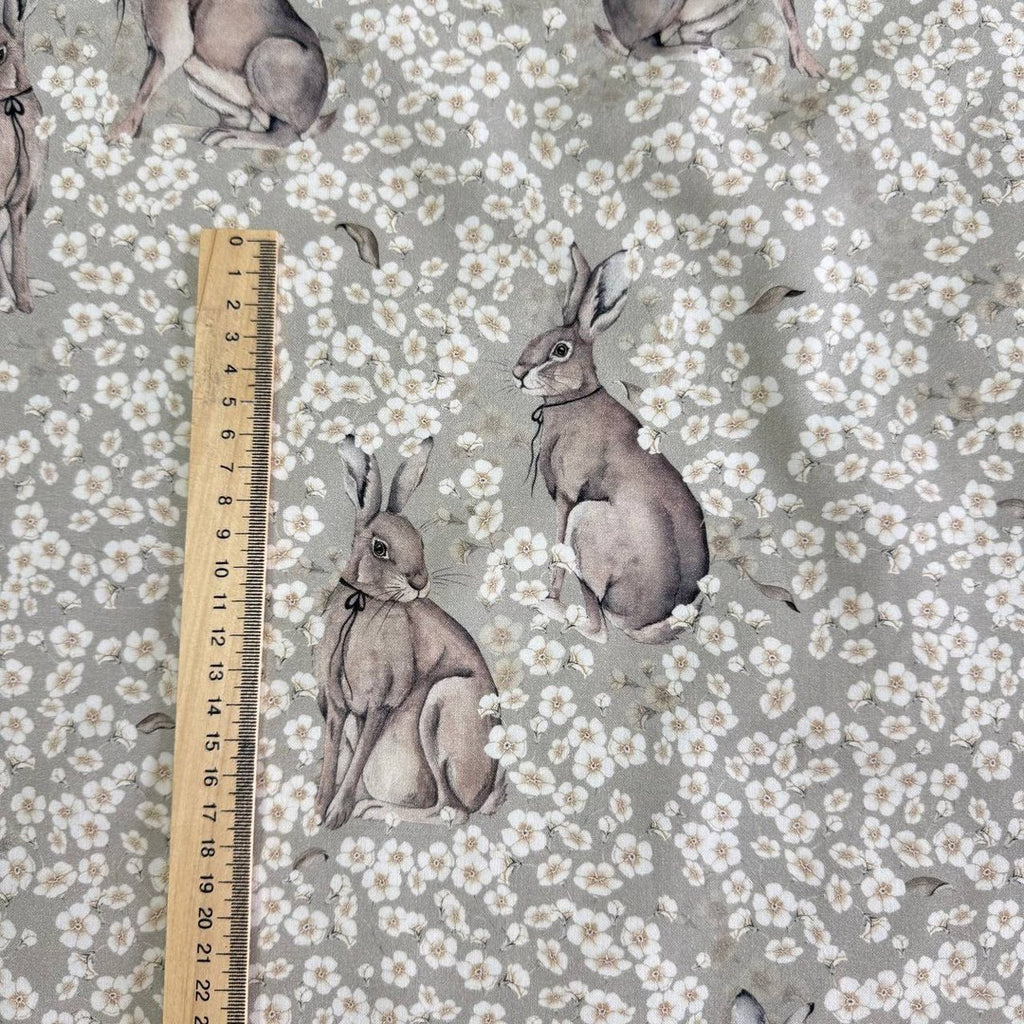 Premium Cotton Fabric - Bunnies in Daisies