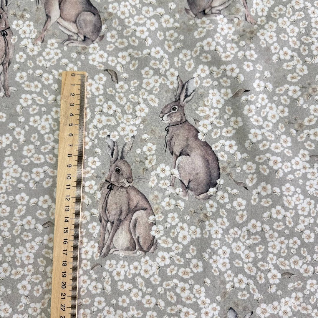 Premium Cotton Fabric - Bunnies in Daisies
