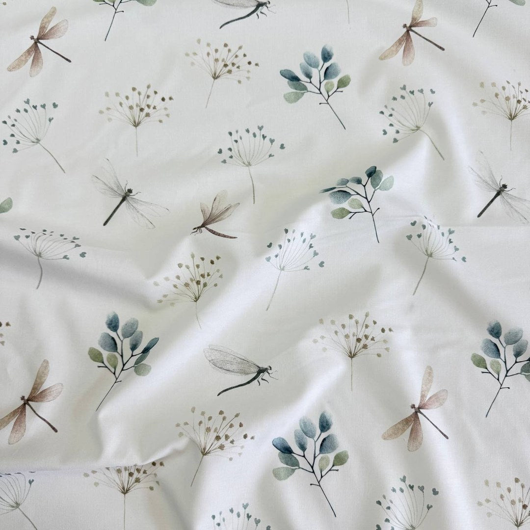 Premium Cotton Fabric - Dragonfly Branches
