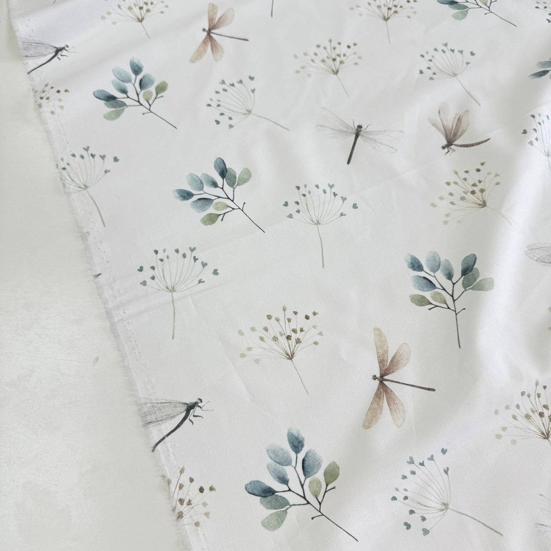 Premium Cotton Fabric - Dragonfly Branches