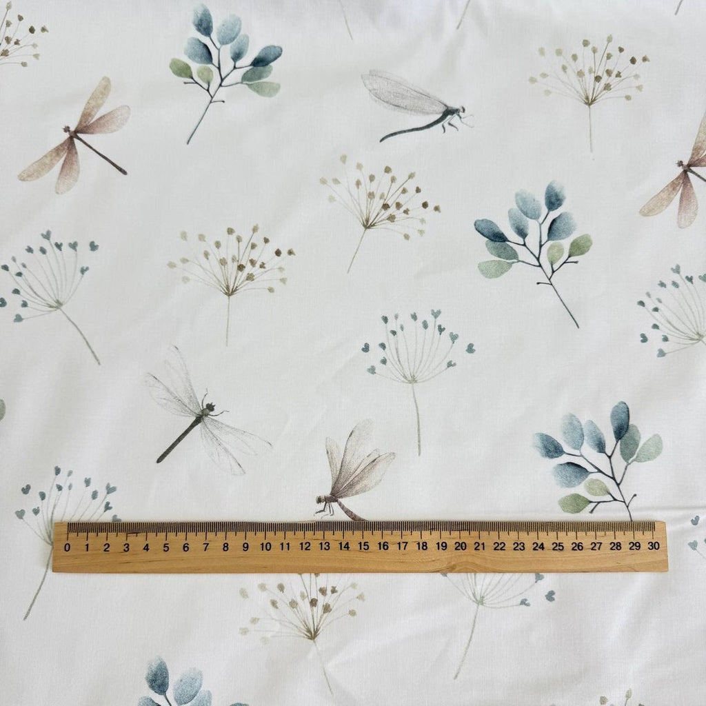 Premium Cotton Fabric - Dragonfly Branches