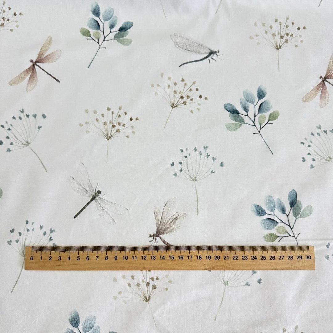 Premium Cotton Fabric - Dragonfly Branches