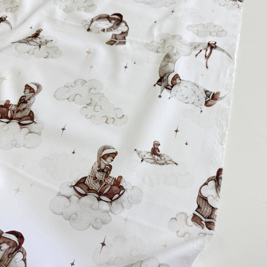 Premium Cotton Fabric - Teddy Bears in Pajamas on Clouds