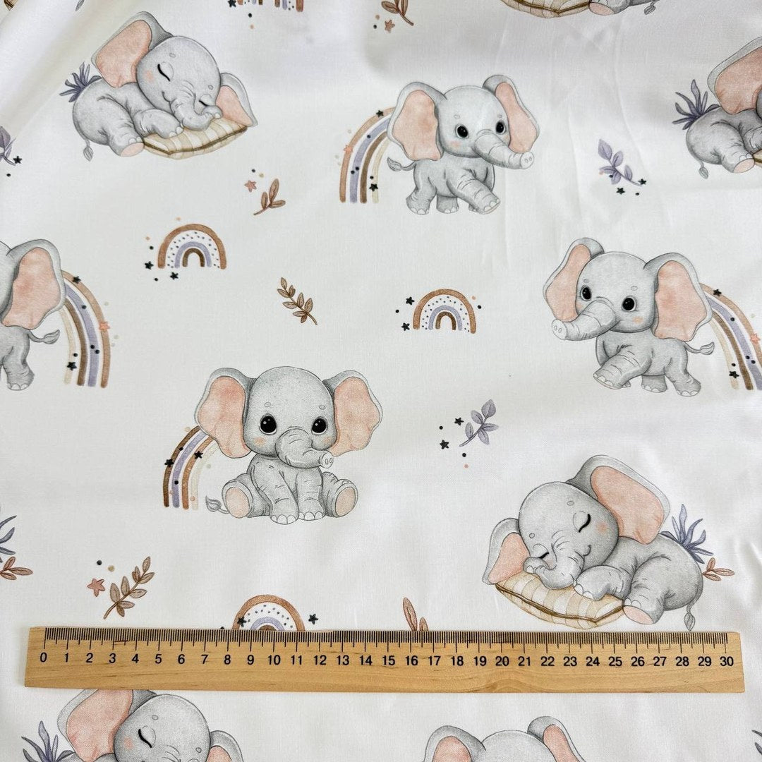 Premium Cotton Fabric - Little Elephants