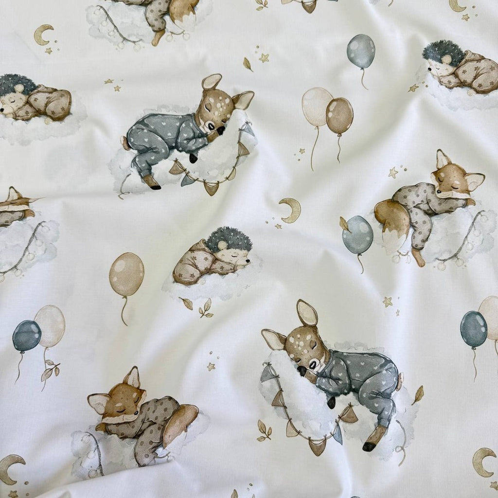 Premium Cotton Fabric - Animals on Clouds