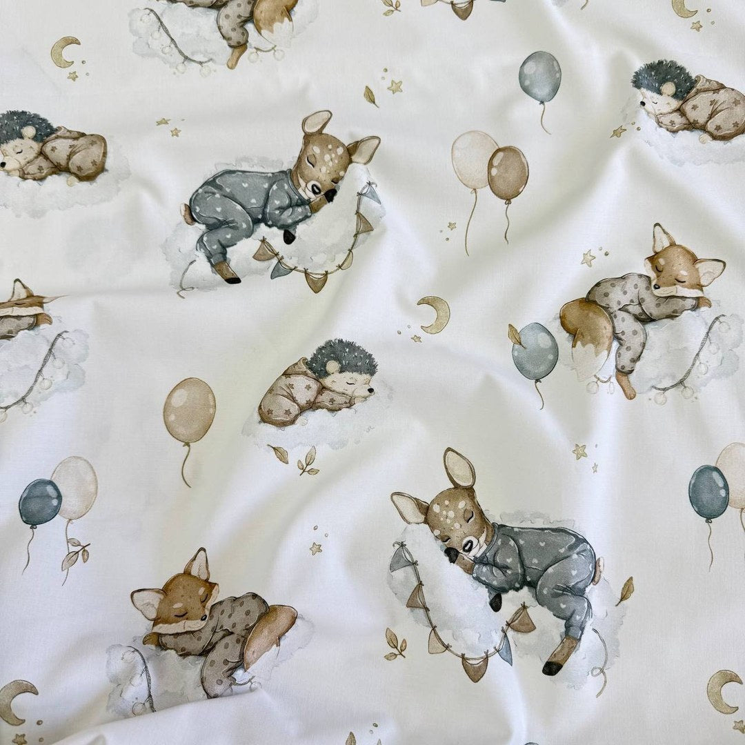 Premium Cotton Fabric - Animals on Clouds