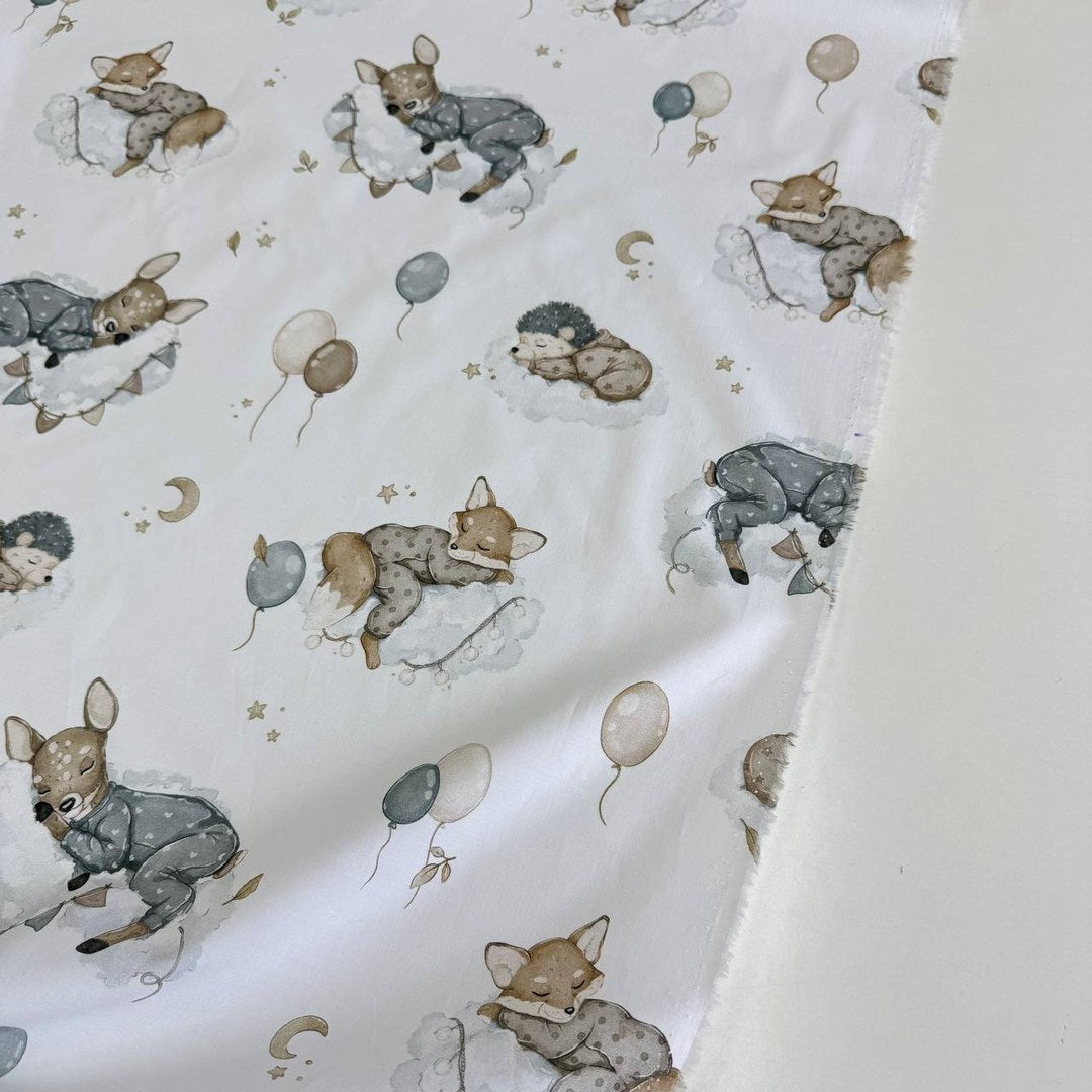 Premium Cotton Fabric - Animals on Clouds