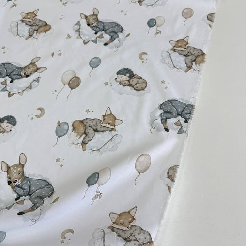 Premium Cotton Fabric - Animals on Clouds