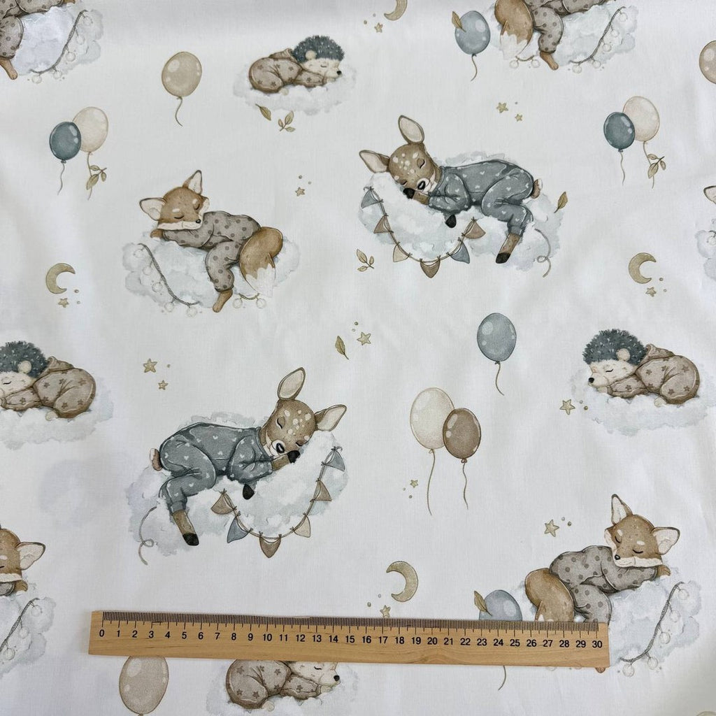 Premium Cotton Fabric - Animals on Clouds