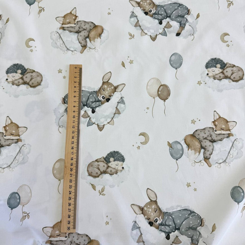 Premium Cotton Fabric - Animals on Clouds