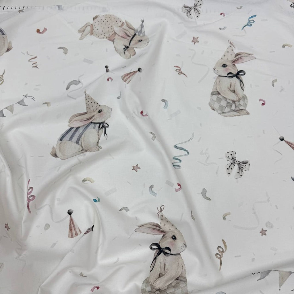 Premium Cotton Fabric - Bunnies in Party Hats