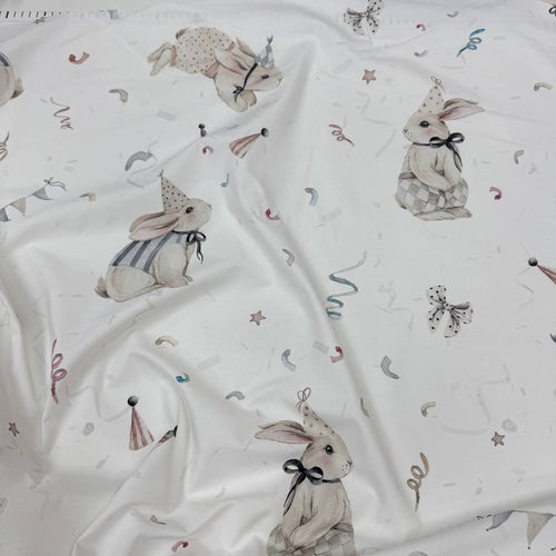 Premium Cotton Fabric - Bunnies in Party Hats