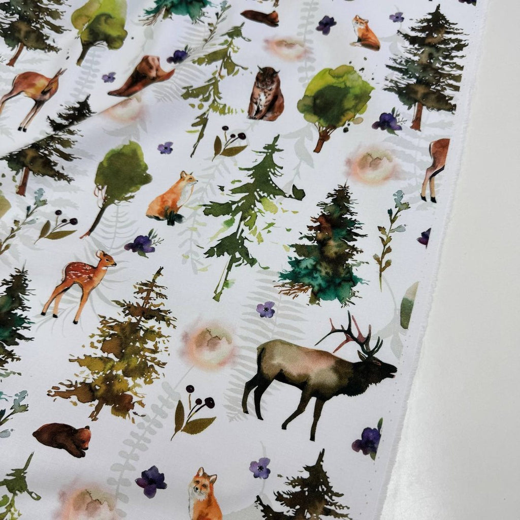 Premium Cotton Fabric - Watercolor Forest