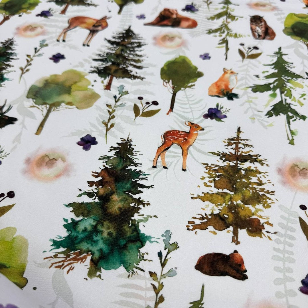 Premium Cotton Fabric - Watercolor Forest