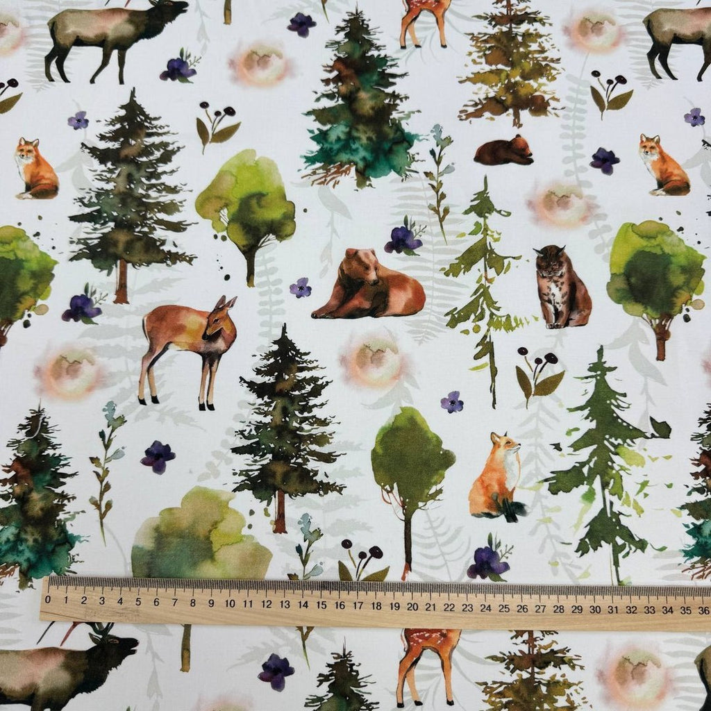 Premium Cotton Fabric - Watercolor Forest