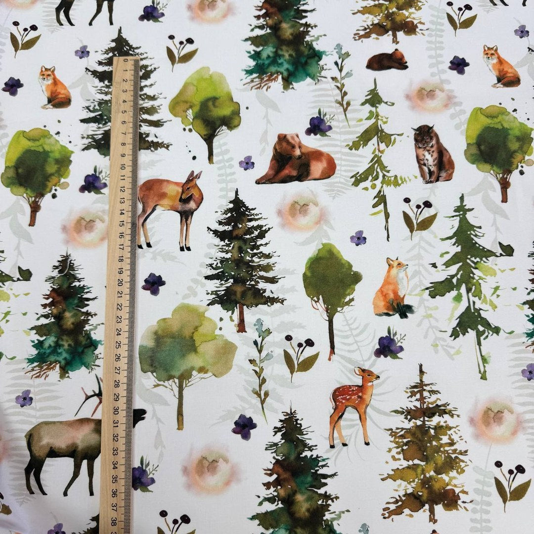 Premium Cotton Fabric - Watercolor Forest