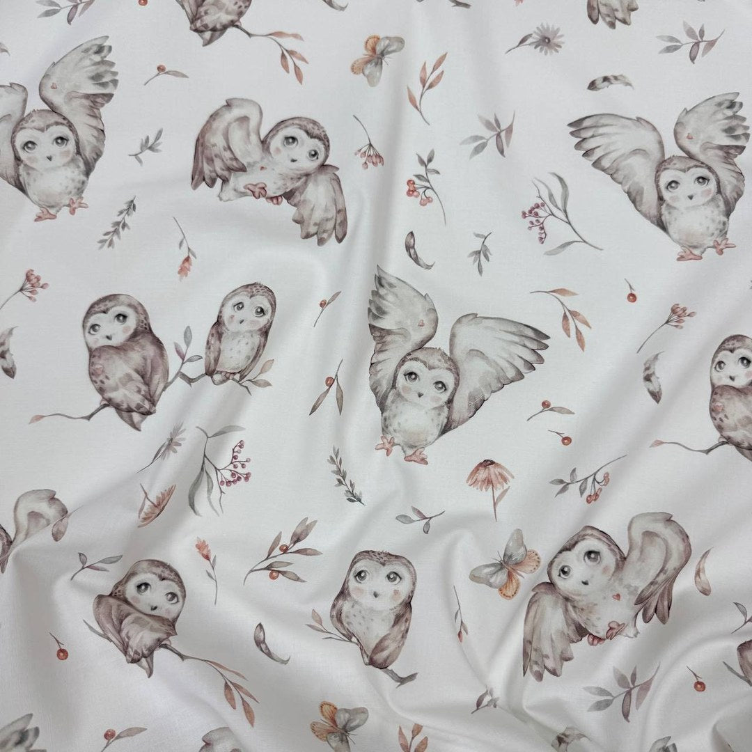 Premium Cotton Fabric - Owls