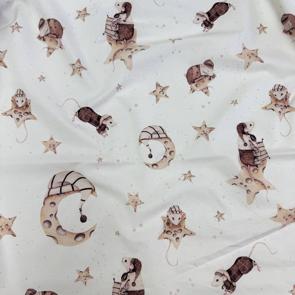 Premium Cotton Fabric - Mouse with Cheese