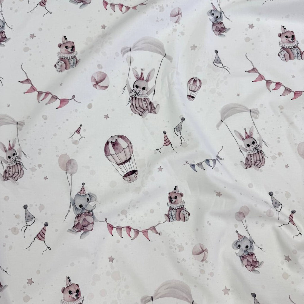 Premium Cotton Fabric - Animals in Powder Tones
