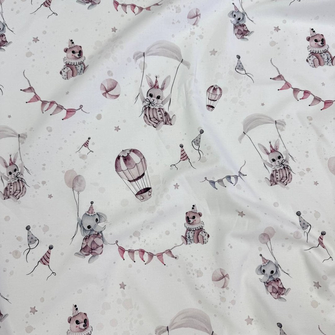 Premium Cotton Fabric - Animals in Powder Tones