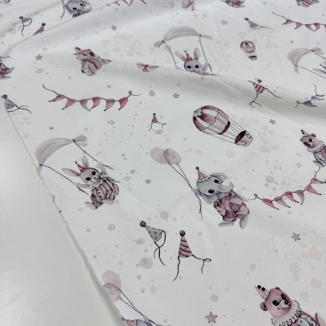 Premium Cotton Fabric - Animals in Powder Tones