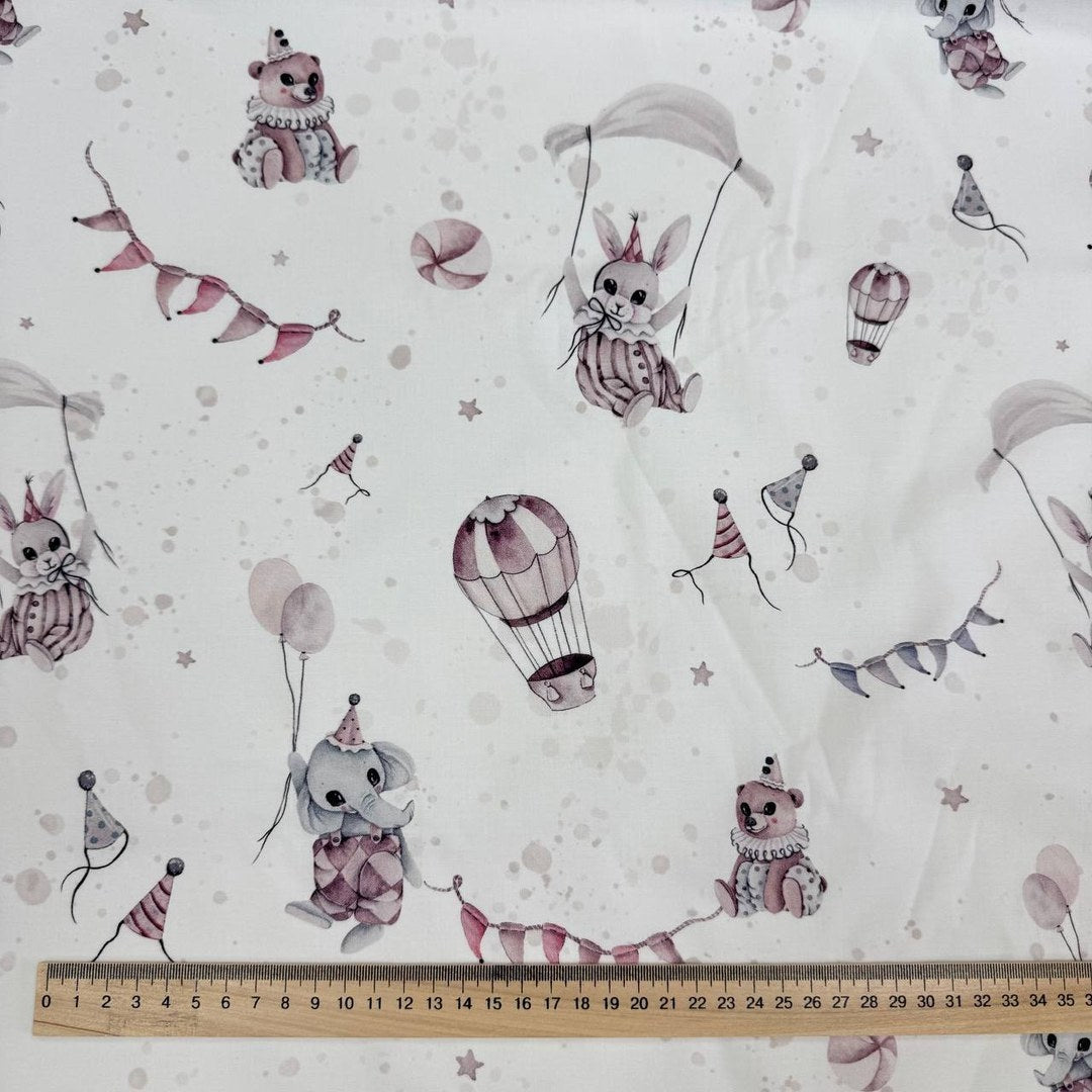 Premium Cotton Fabric - Animals in Powder Tones