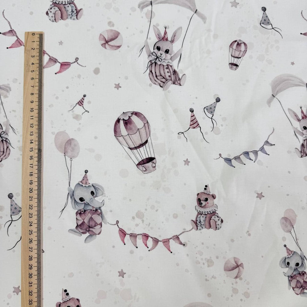 Premium Cotton Fabric - Animals in Powder Tones