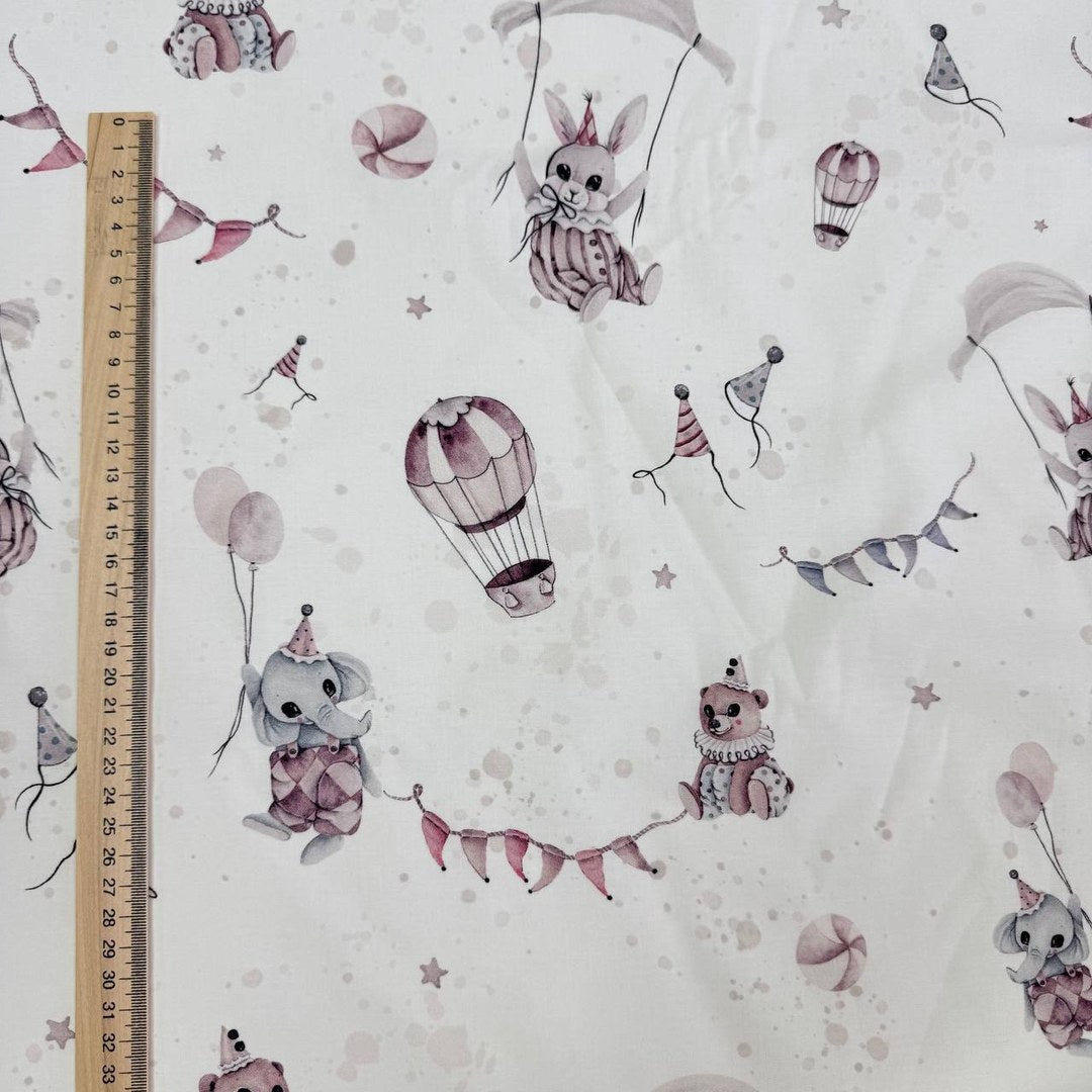 Premium Cotton Fabric - Animals in Powder Tones
