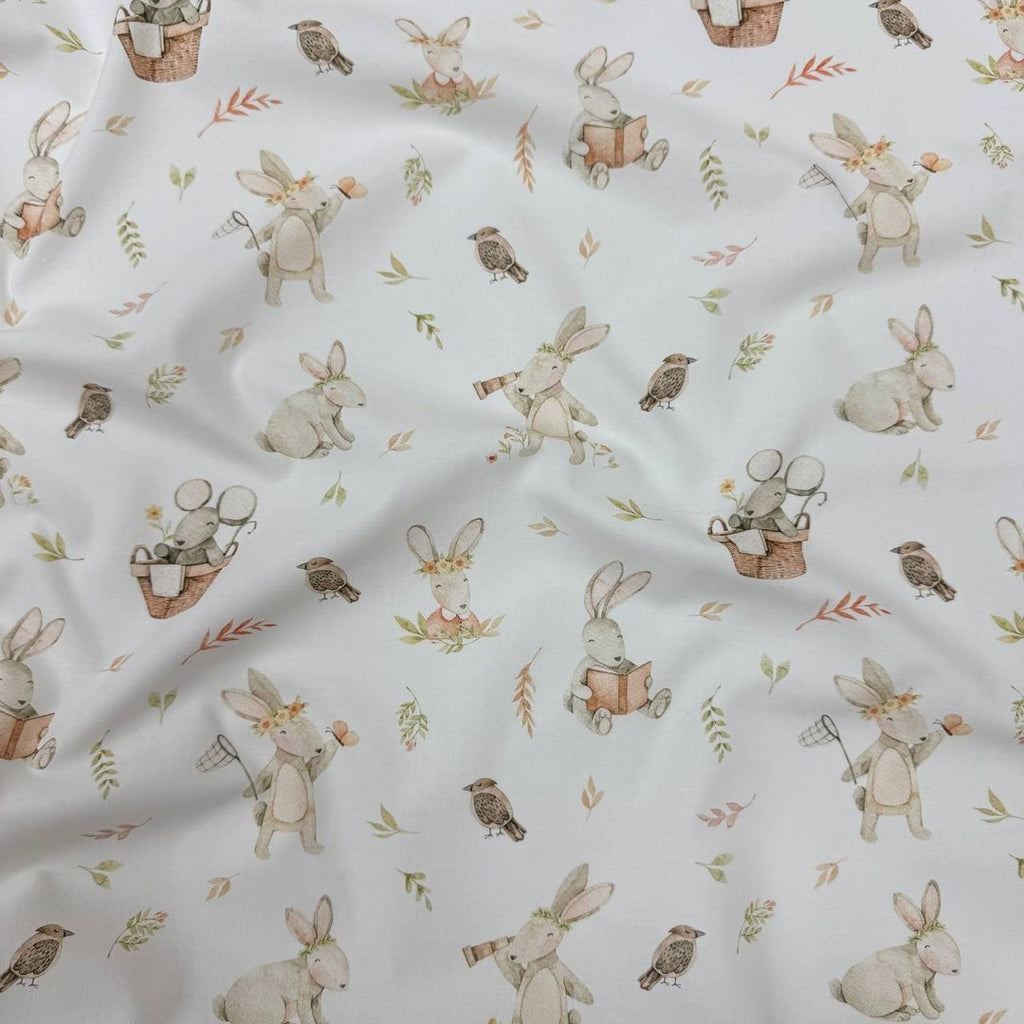 Premium Cotton Fabric - Bunny with Book