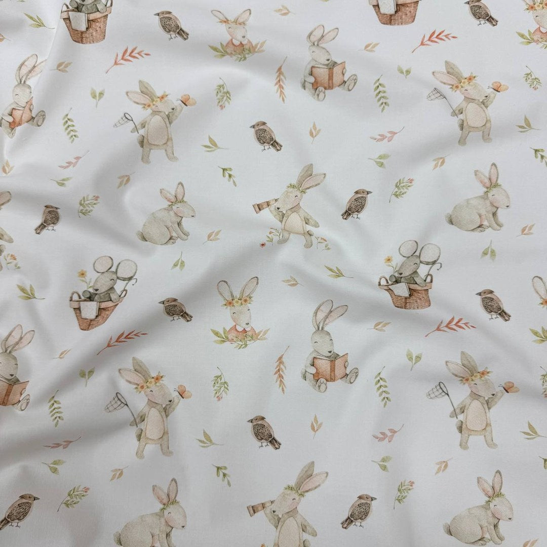 Premium Cotton Fabric - Bunny with Book