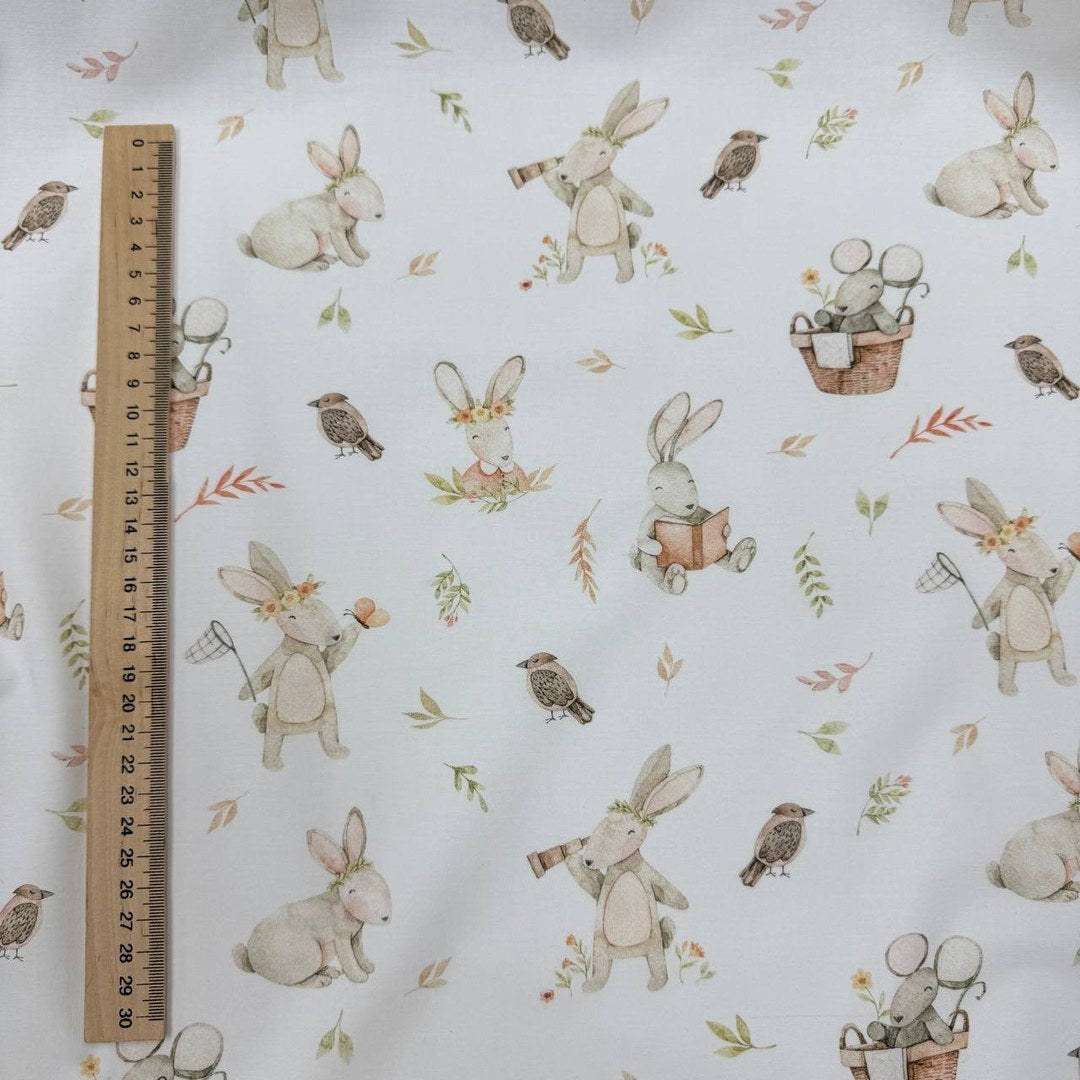 Premium Cotton Fabric - Bunny with Book