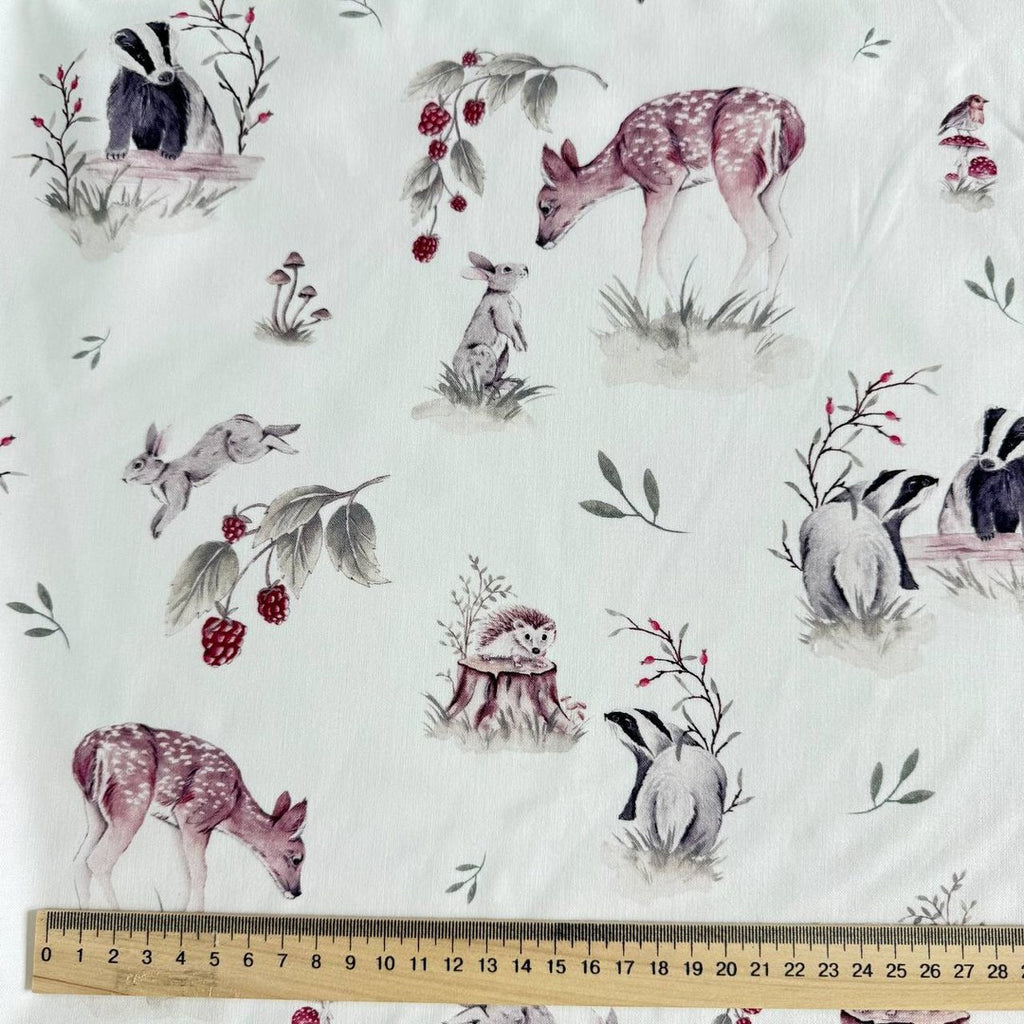 Premium Cotton Fabric - Forest Animals with Badger