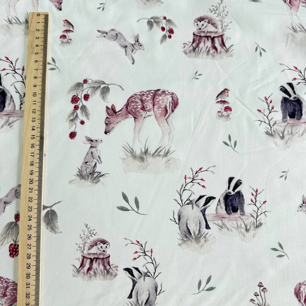 Premium Cotton Fabric - Forest Animals with Badger