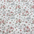 Premium Cotton Fabric - Gray Bunnies in Powder Flowers