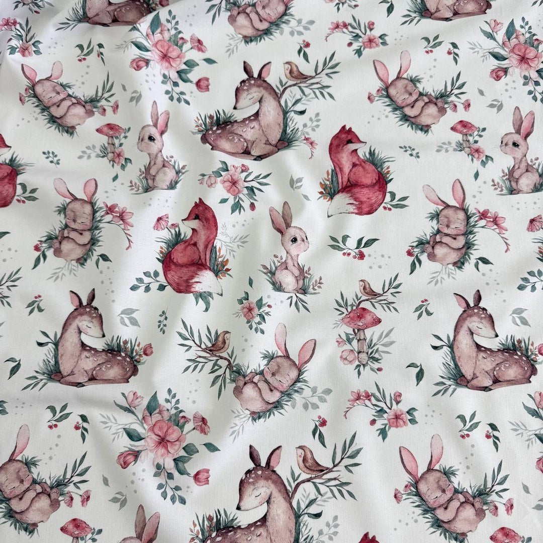 Premium Cotton Fabric - Fawn, Fox and Bunny