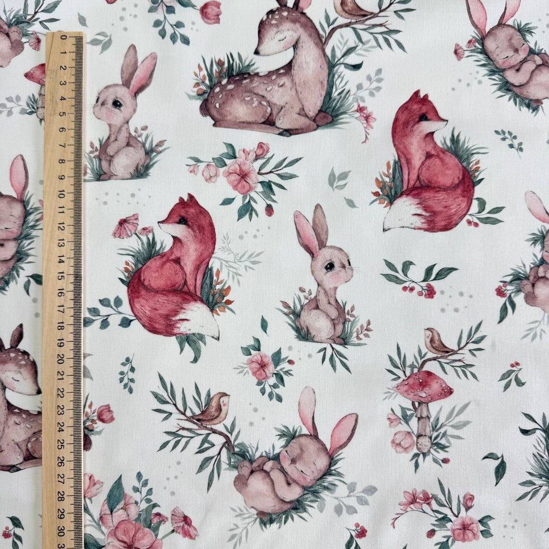 Premium Cotton Fabric - Fawn, Fox and Bunny