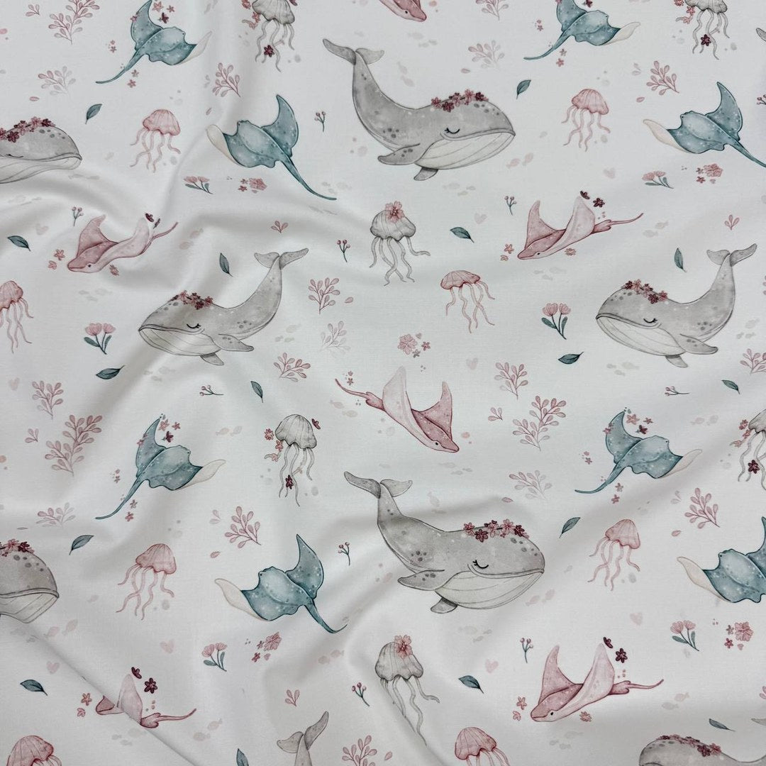 Premium Cotton Fabric - Whales
