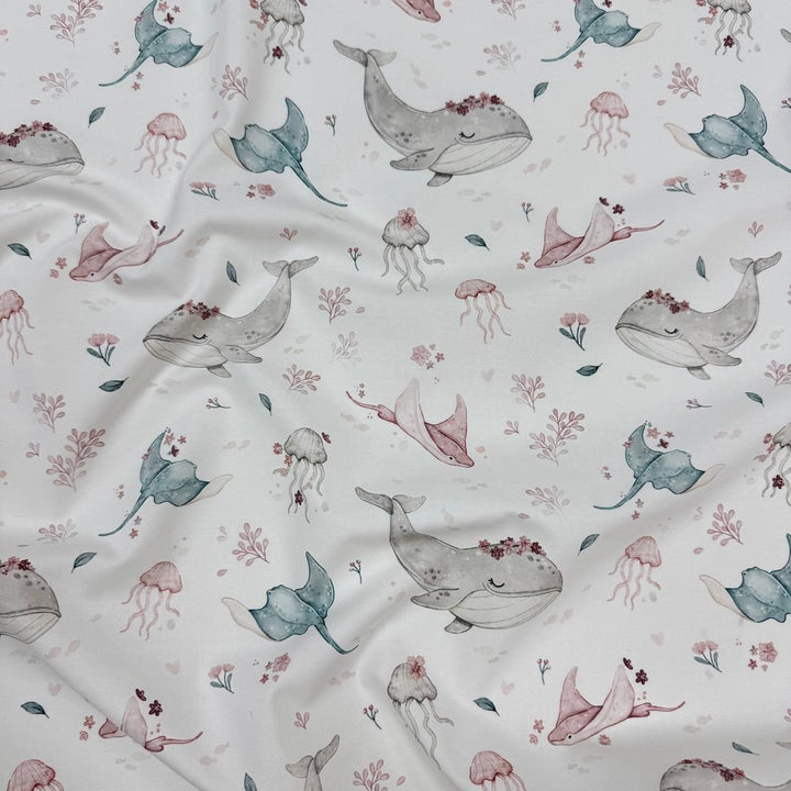 Premium Cotton Fabric - Whales